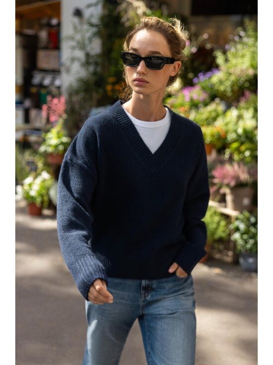 Zara Sweaters - Zara Womens Sweater Large Knitwear Navy Blue Long Sleeve Pullover 2142/162 NWT